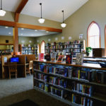 Minot-Sleeper Library in Bristol NH inside main room with bookshelves